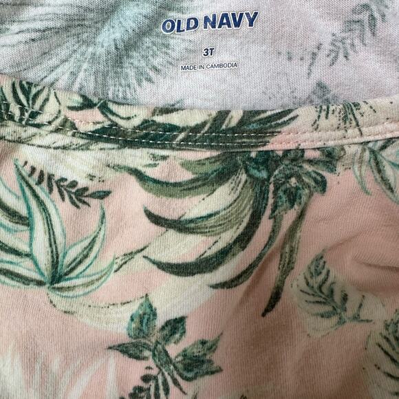 Toddler Tropical Print Pink and Green Dress - Picture 3 of 5